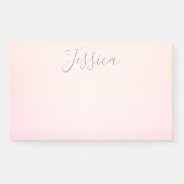 Your Name | Elegant Script Soft Ombre Post-it Notes (Front)