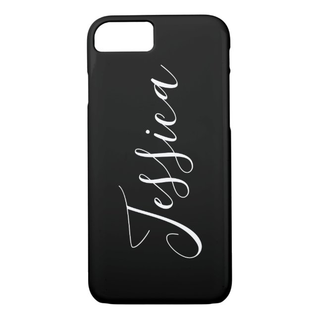 Your Name | Elegant White Script on Black Case-Mate iPhone Case (Back)