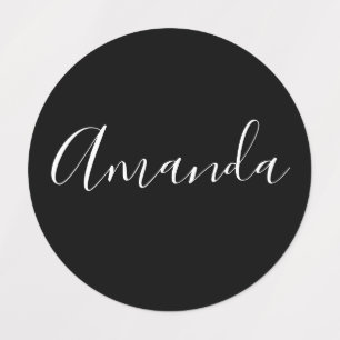 Your Name Elegant White Script on Black Clothing