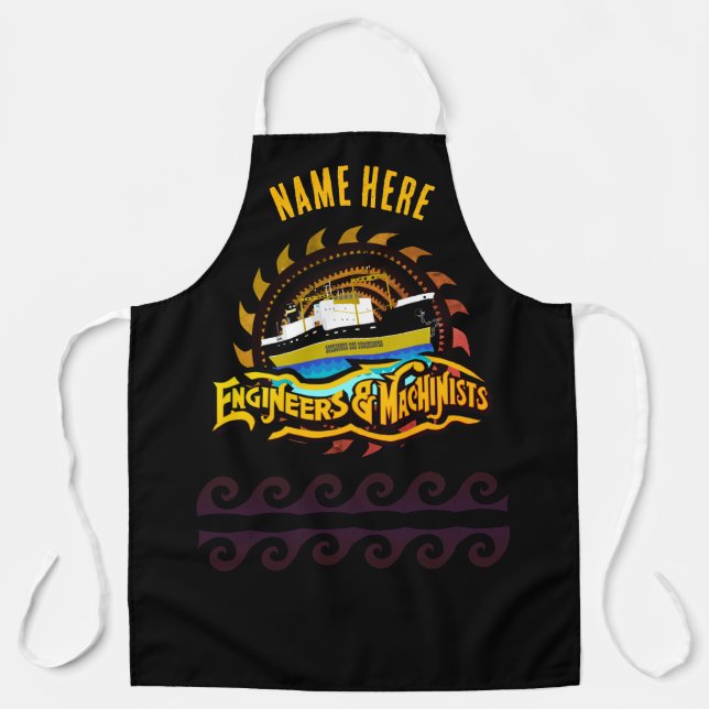 YOUR NAME Engineer and Machinist Boat Crew Work Apron (Front)