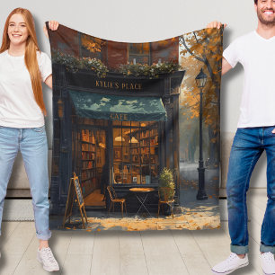 Your Name Fall Fleece Blanket Bookish Coffee Shop