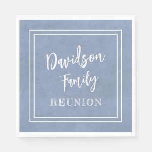 Your Name Family Reunion Script Dusty Blue Paper Napkin