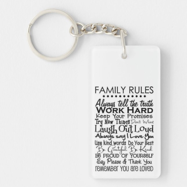 (YOUR NAME) Family Rules Key Ring (Front)