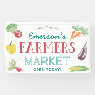 Your Name Farmers Market Birthday Party, Any Age Banner
