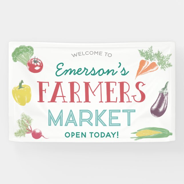 Your Name Farmers Market Birthday Party, Any Age Banner (Horizontal)