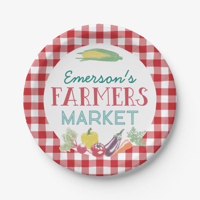 Your Name Farmers Market Birthday Party, Any Age Paper Plate (Front)