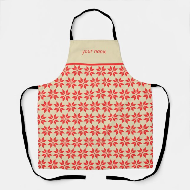 your name faux nordic pattern apron (Front)