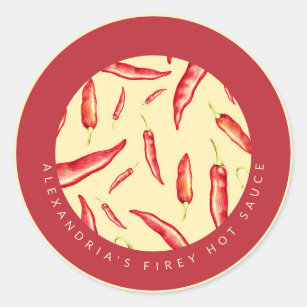 Your Name Firey Hot Sauce   Red Chilli Peppers Classic Round Sticker