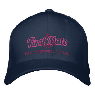 Your Name First Mate Nautical Anchor Embroidery Embroidered Hat