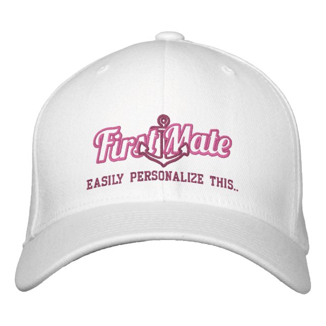 Your Name First Mate Nautical Anchor Embroidery Embroidered Hat (Front)