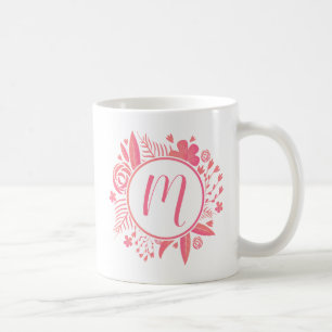 Your Name Floral Monogram Coffee Mug