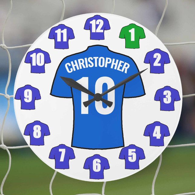 Your Name Football Clock - Blue Shirts (Creator Uploaded)