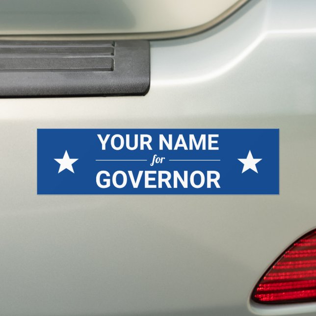 Your Name for Governor Custom Text Stars Election Bumper Sticker (On Car)