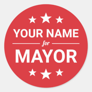 Your Name for Mayor Custom Text & Colours Stars Classic Round Sticker