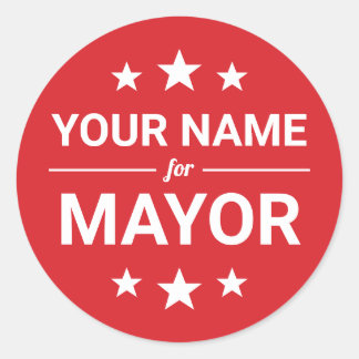 Your Name for Mayor Custom Text & Colours Stars Classic Round Sticker