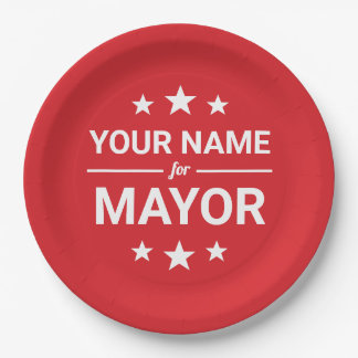 Your Name for Mayor Custom Text & Colours Stars Re Paper Plate