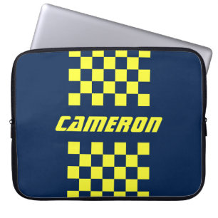 Your Name Fully Custom Colors Checkered Stripe Laptop Sleeve