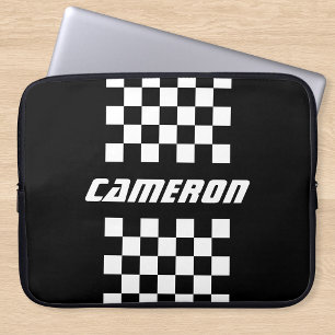 Your Name Fully Custom Colors Checkered Stripe Laptop Sleeve