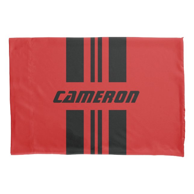 Your Name Fully Custom Colors Racing Stripes 1 Pillowcase (Front)