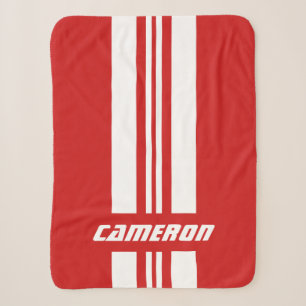 Your Name Fully Custom Colors Racing Stripes 1 Sherpa Blanket