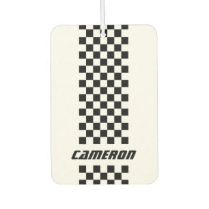 Your Name Fully Custom Colours Chequered Stripe Car Air Freshener