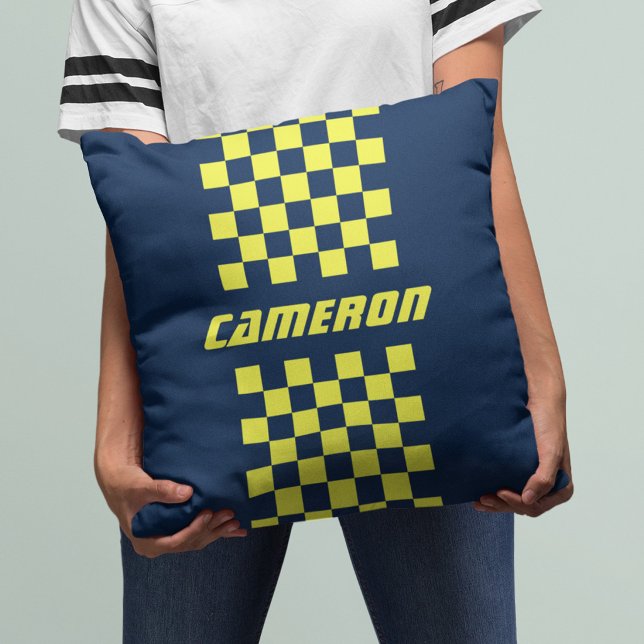 Your Name Fully Custom Colours Chequered Stripe Cushion (Creator Uploaded)