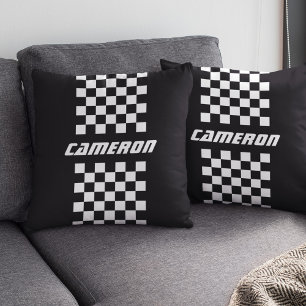 Your Name Fully Custom Colours Chequered Stripe Cushion
