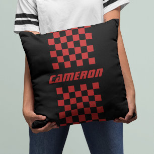 Your Name Fully Custom Colours Chequered Stripe Cushion
