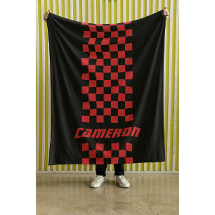Your Name Fully Custom Colours Chequered Stripe Fleece Blanket