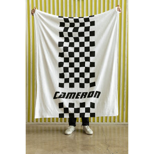 Your Name Fully Custom Colours Chequered Stripe Fleece Blanket