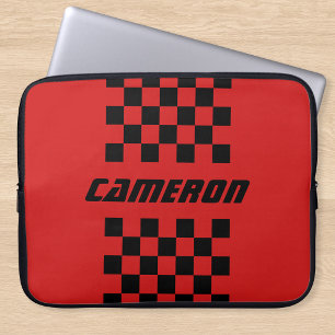 Your Name Fully Custom Colours Chequered Stripe Laptop Sleeve