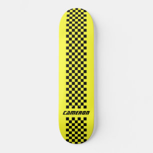Your Name Fully Custom Colours Chequered Stripe Skateboard