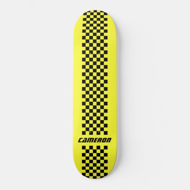 Your Name Fully Custom Colours Chequered Stripe Skateboard (Front)