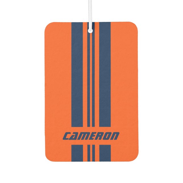 Your Name Fully Custom Colours Racing Stripes 1 Car Air Freshener (Front)