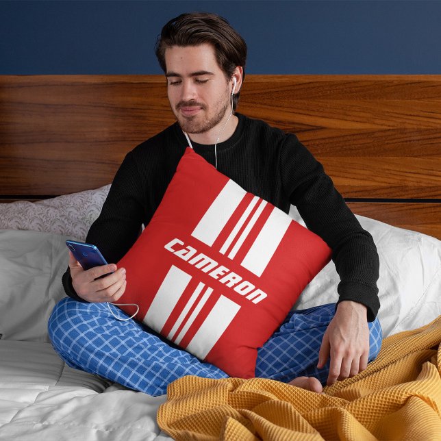 Your Name Fully Custom Colours Racing Stripes 1 Cushion (Creator Uploaded)