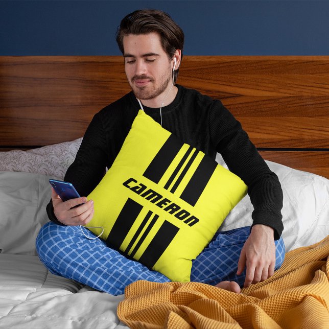 Your Name Fully Custom Colours Racing Stripes 1 Cushion (Creator Uploaded)