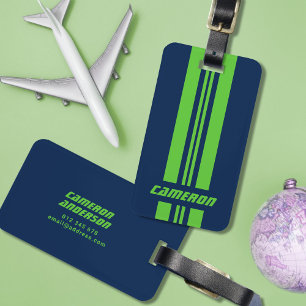 Your Name Fully Custom Colours Racing Stripes 1 Luggage Tag