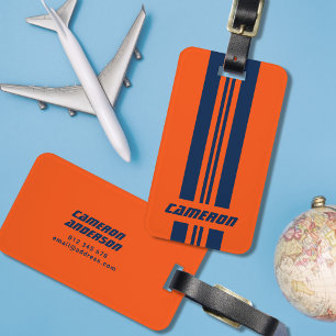Your Name Fully Custom Colours Racing Stripes 1 Luggage Tag
