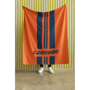 Your Name Fully Custom Colours Racing Stripes 1 Sherpa Blanket