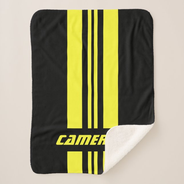 Your Name Fully Custom Colours Racing Stripes 1 Sherpa Blanket (Front)
