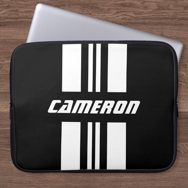Your Name Fully Custom Colours Racing Stripes Laptop Sleeve (Creator Uploaded)