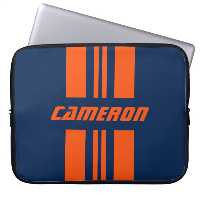 Your Name Fully Custom Colours Racing Stripes Laptop Sleeve (Front)