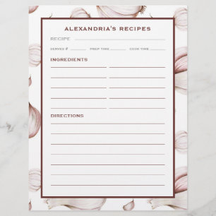 Your Name Garlic Recipe Binder Insert