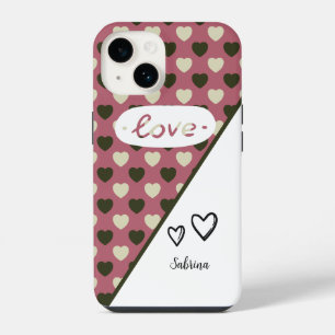 Your Name - Green Hearts Pattern Love iPhone 14 Case