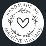 Your Name | Handmade By Classic Round Sticker<br><div class="desc">Your Name | Handmade By</div>