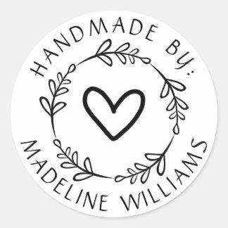 Your Name | Handmade By Classic Round Sticker