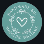 Your Name | Handmade By Classic Round Sticker<br><div class="desc">Your Name | Handmade By</div>