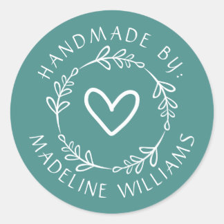 Your Name | Handmade By Classic Round Sticker