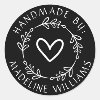 Your Name | Handmade By Classic Round Sticker