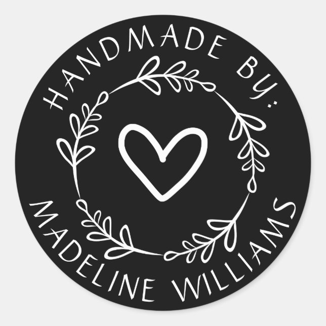 Your Name | Handmade By Classic Round Sticker (Front)